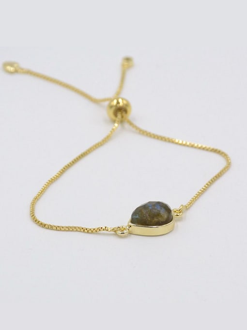 1 Simple Gemstones Gold Plated Adjustable Bracelet