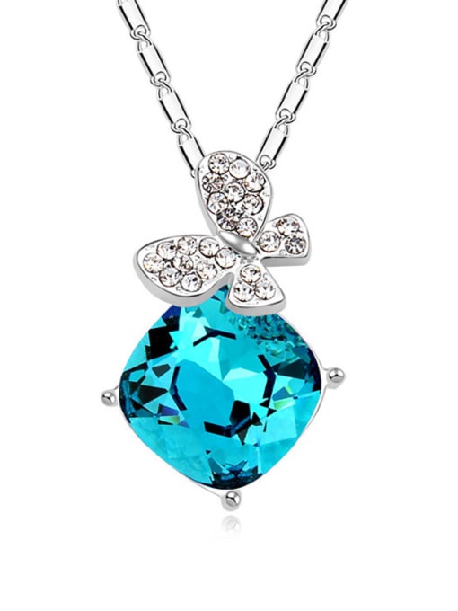 royal blue Fashion austrian Crystals Butterfly Alloy Necklace