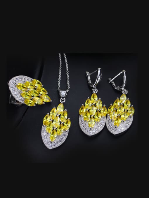 Yellow Ring 6 Yards Exquisite Luxury Wedding Accessories Jewelry Set