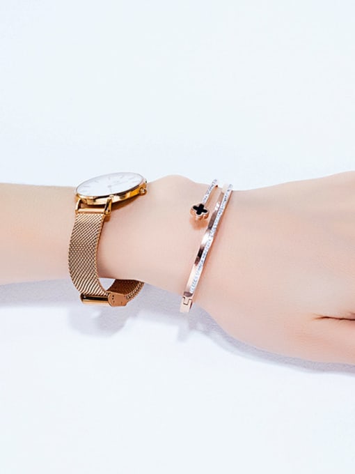Open Sky Stainless Steel With Rose Gold Plated Simplistic Flower Bangles 2