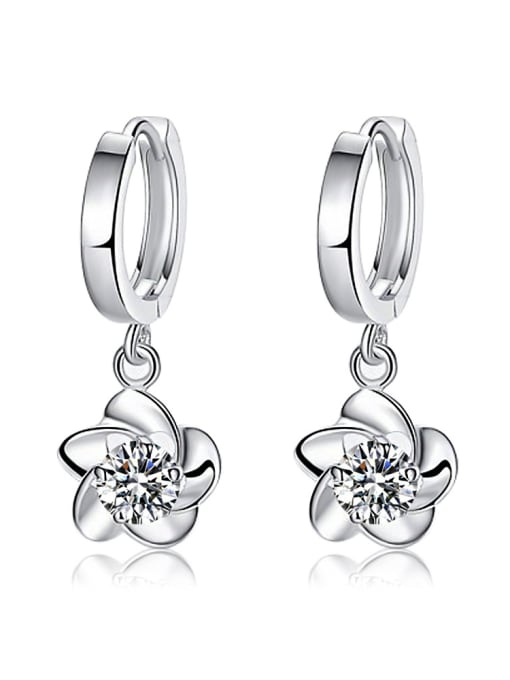 White White Gold Plated Flowers-shape Drop Earrings