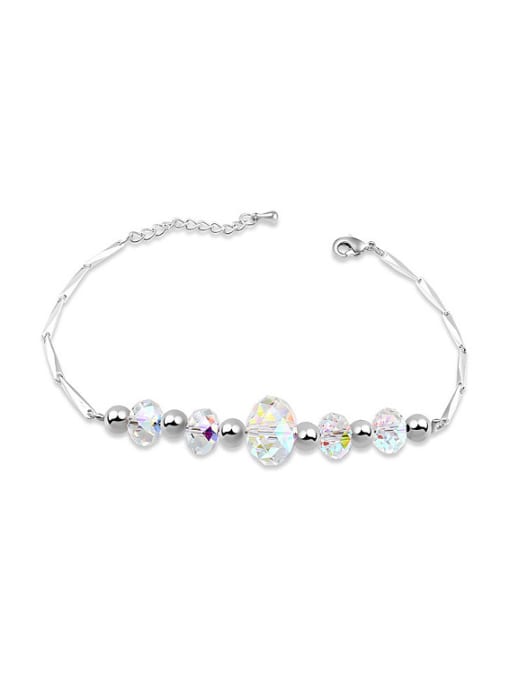 QIANZI Simple austrian Crystal Beads Alloy Bracelet