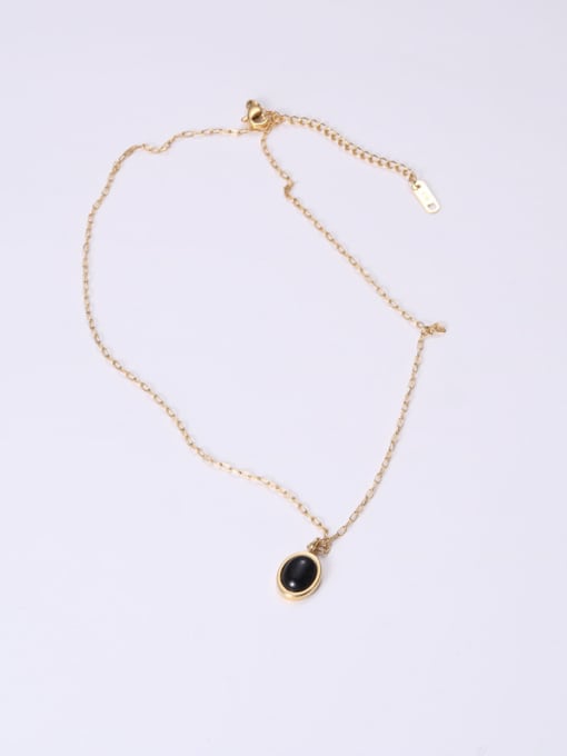 GROSE Titanium With Gold Plated Simplistic Oval Necklaces 0