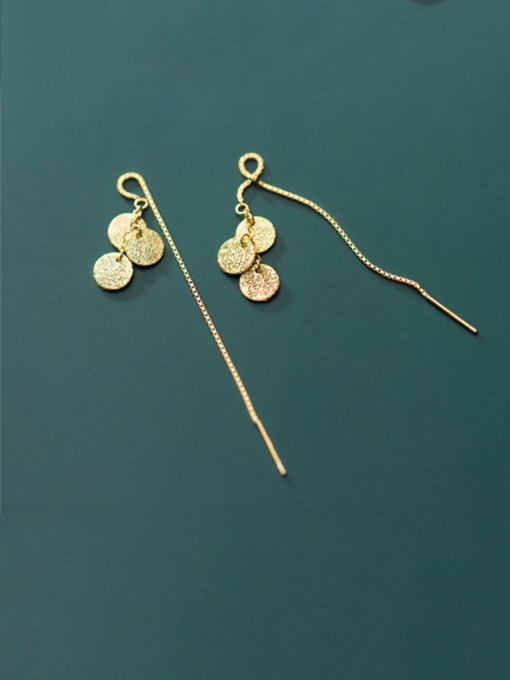 Rosh 925 Sterling Silver With Gold Plated Simplistic Round Threader Earrings