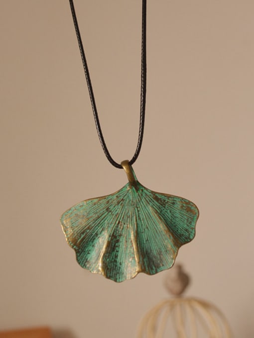 Dandelion Women Green Leaf Shaped Necklace 0