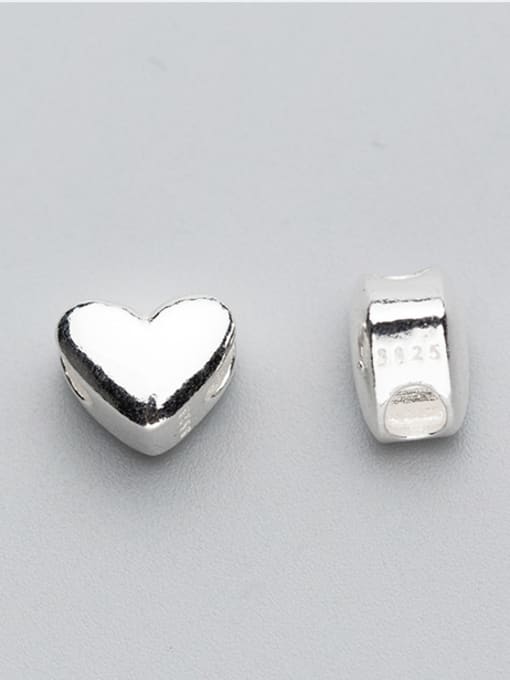 FAN 925 Sterling Silver With Silver Plated Simplistic Heart Charms 1