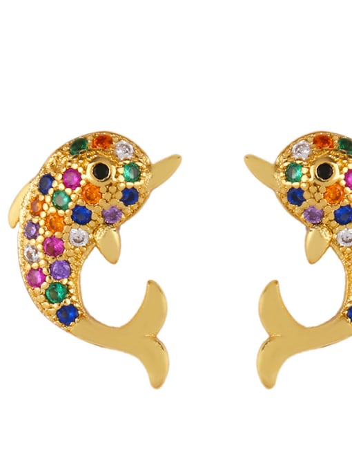Err22 dolphins Copper With Cubic Zirconia Classic Butterfly/round/bird/heart/eyes Stud Earrings