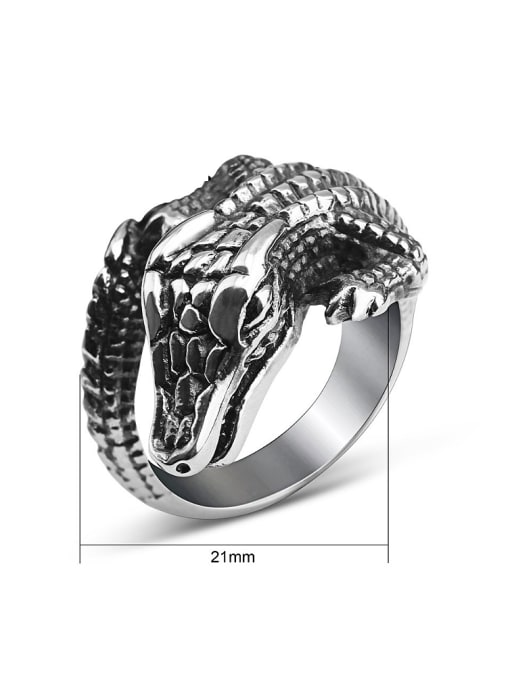 RANSSI Titanium Personalized Crocodile Statement Ring 2