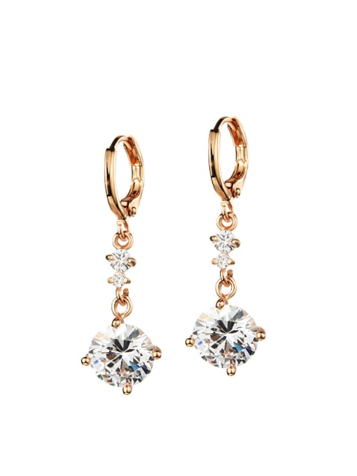 Open Sky Fashion Cubic Zircon Champagne Gold Plated Earrings