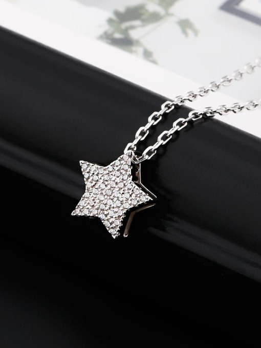 OUXI 925 Sterling Silver Star Shaped Zircon Necklace 1