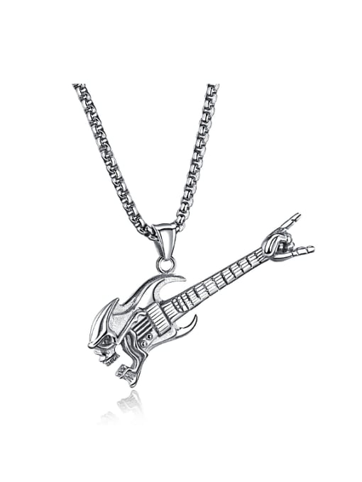 Open Sky Personalized Little Guitar Pendant Titanium Necklace 2
