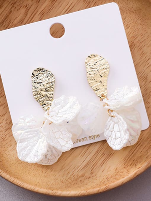 Girlhood Alloy With Imitation Gold Plated Simplistic Colorful sequins Leaf Drop Earrings 3