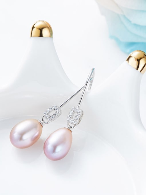 CEIDAI Simple Water Drop Freshwater Pearl 925 Silver Earrings 2