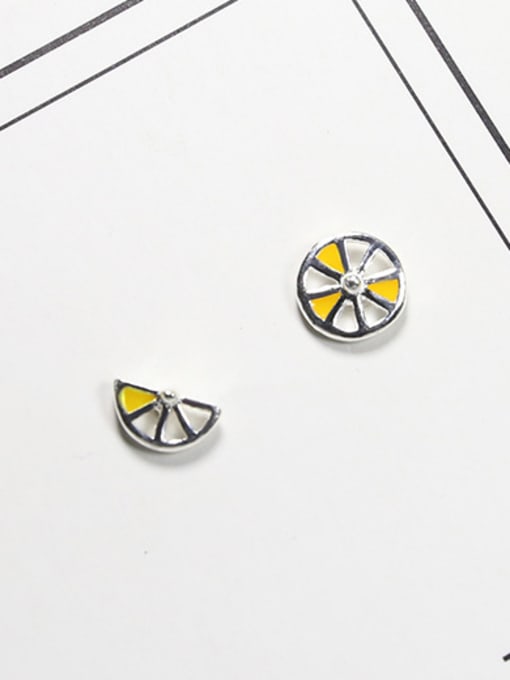 Peng Yuan Tiny Lime Personalized Asymmetrical Glue 925 Silver Stud Earrings 0
