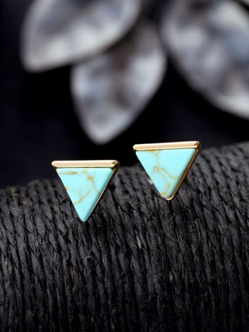 Green Lovely Triangular Synthetic Stones  Alloy stud Earring