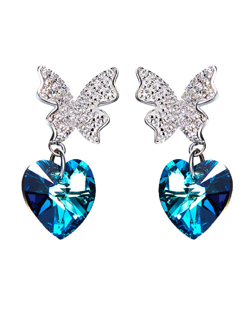 Blue S925 Silver Heart-shaped Cluster earring