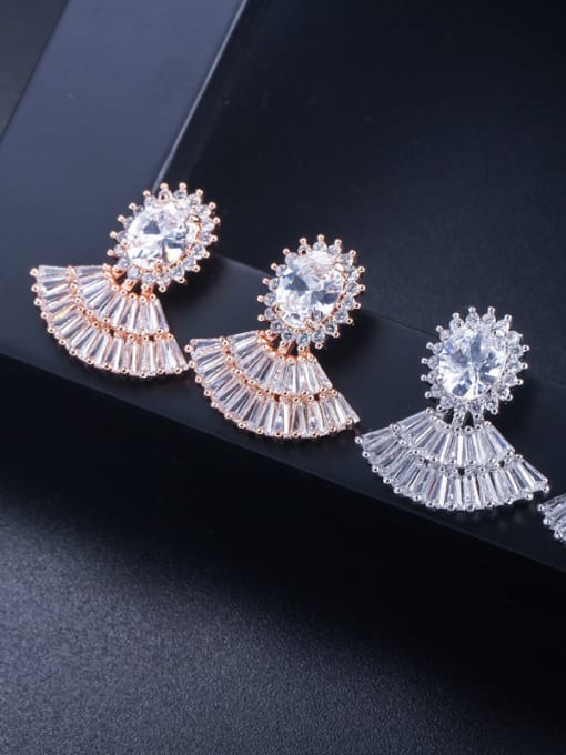 L.WIN E0215 new style, elegant fan earrings, tiny zircons, wild women