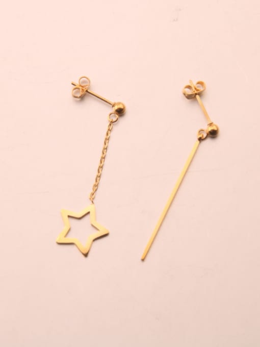 GROSE All-match Asymmetric Titanium Star Earrings 0