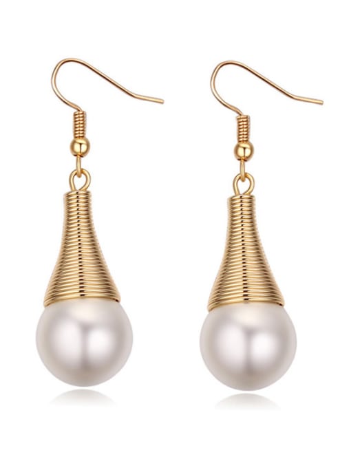 Champagne Gold Fashion Imitation Pearls Alloy Earrings