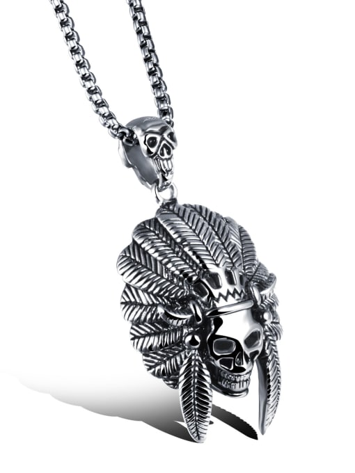 Open Sky Punk style Personalized Skull Titanium Necklace 0