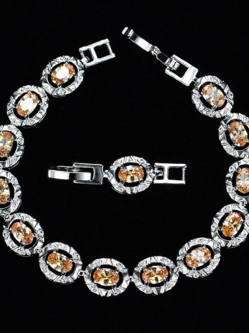 Champagne Copper inlaid AAA zircons Bracelet multicolor optional