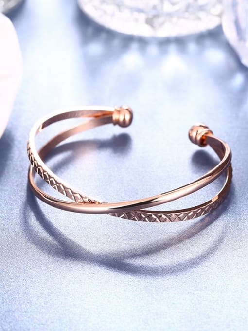 Rose Gold Delicate Rose Gold Plated Cross Bangle
