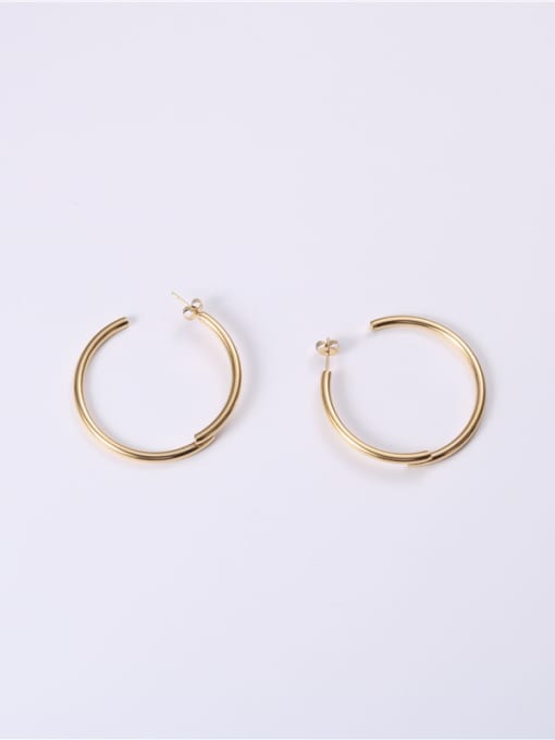 GROSE Titanium With Gold Plated Simplistic Round Hoop Earrings