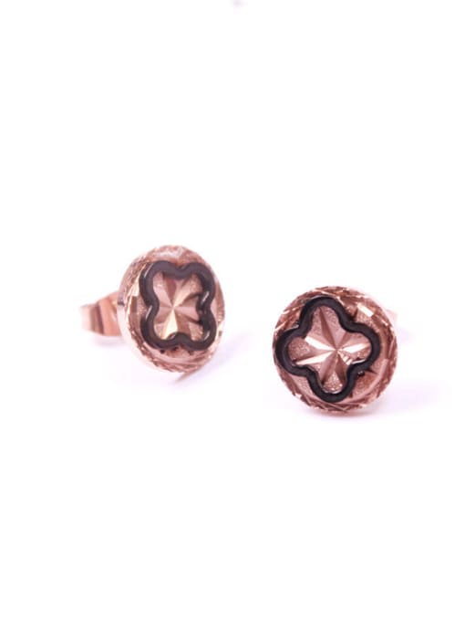 GROSE Flower-shape Rose Gold Plated Stud Earrings 0