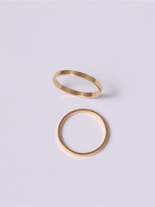 GROSE Titanium With Gold Plated Simplistic  Smooth Round Band Rings 0
