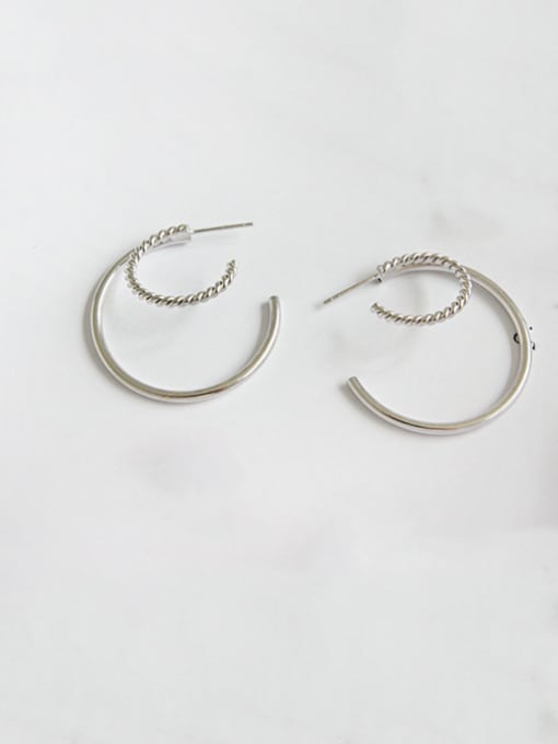 DAKA 925 Sterling Silver With  Simplistic Double-Layer   Round Twist Hoop Earrings 3