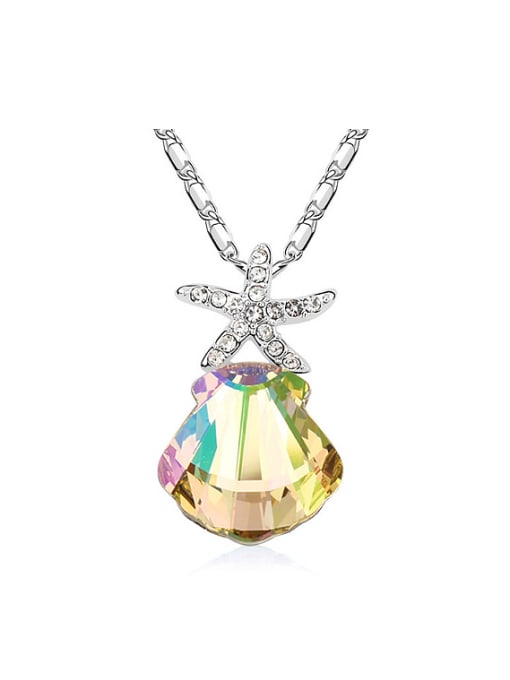 QIANZI Fashion Shell-shaped austrian Crystal Starfish Alloy Necklace