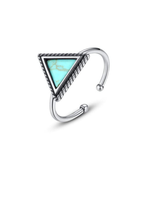 CCUI 925 Sterling Silver With Platinum Plated Simplistic Triangle Free Size Rings 0