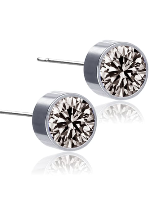 Titanium Needle Gray Drill Stainless Steel With Silver Plated Simplistic Geometric Stud Earrings