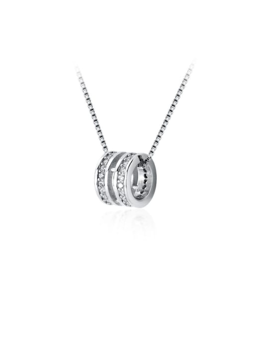 Rosh 925 Sterling Silver With Rhinestone Fashion Round Necklaces 0