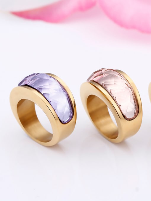 KAKALEN Stainless Steel With Gold Plated Trendy Geometric Multistone Rings 3
