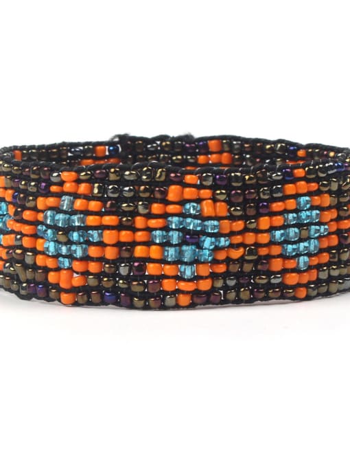 HB642-G Geometric Pattern National Style Exaggerate Woven Bracelet