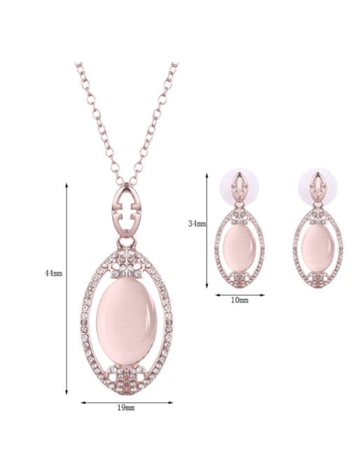 BESTIE Alloy Rose Gold Plated Fashion Opal Oval-shaped Two Pieces Jewelry Set 3