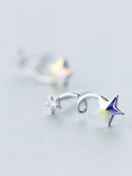 Rosh S925 Silver Fashion Sweet Color Star Stud cuff earring 3