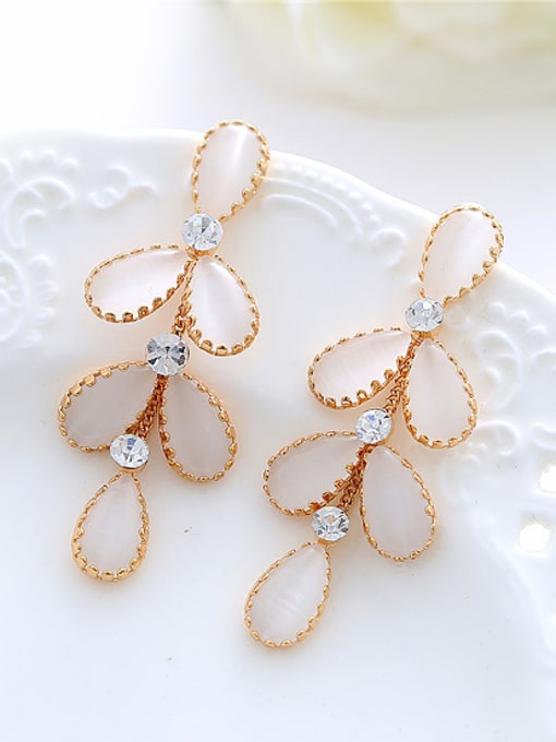 Wei Jia Fashion Water Drop shaped Opal stones Alloy Drop Earrings 0