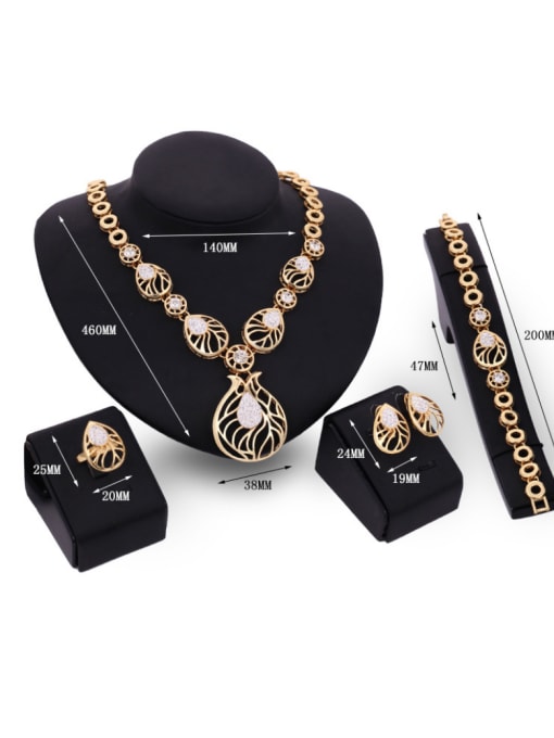 BESTIE Alloy Imitation-gold Plated Vintage style Rhinestones Water Drop shaped Four Pieces Jewelry Set 2