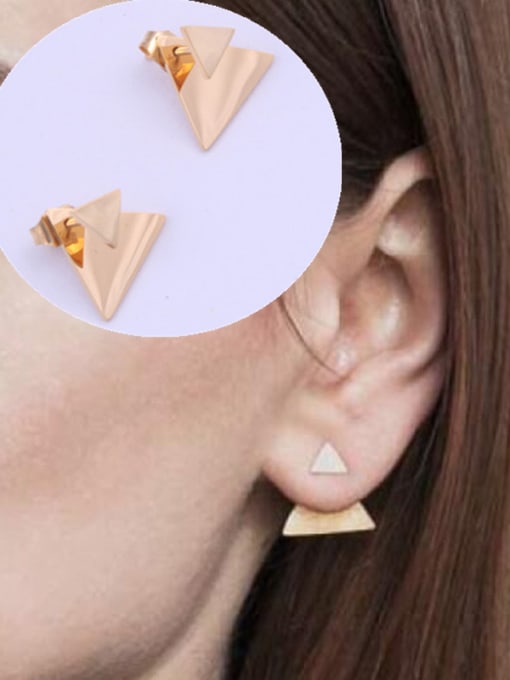 GROSE Titanium With Gold Plated Simplistic Triangle Stud Earrings 1