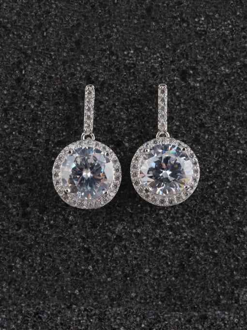 Qing Xing Europe And The United States Sterling Silver Ear Needle Zircon drop earring