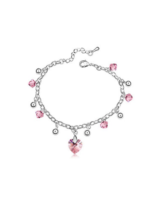 pink Simple Little Cubic Heart-shaped austrian Crystals Alloy Bracelet
