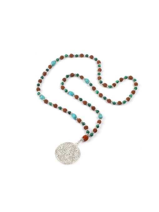 handmade Retro Style Mix Semi-precious Stones Long Necklace 0