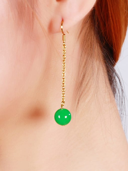 XP Copper Alloy Gold Plated Classical Jade Drop hook earring 1