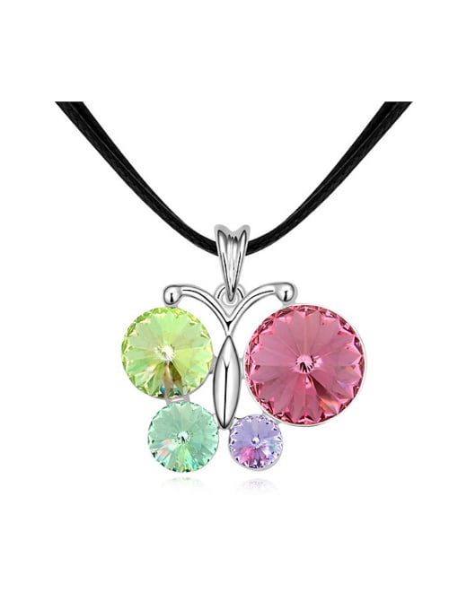 multi-color Personalized Cubic austrian Crystals Butterfly Pendant Alloy Necklace
