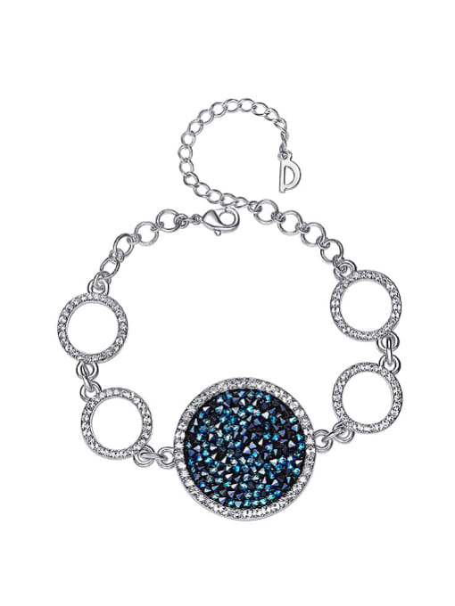 Platinum Fashion Hollow Round Blue austrian Crystals Copper Bracelet