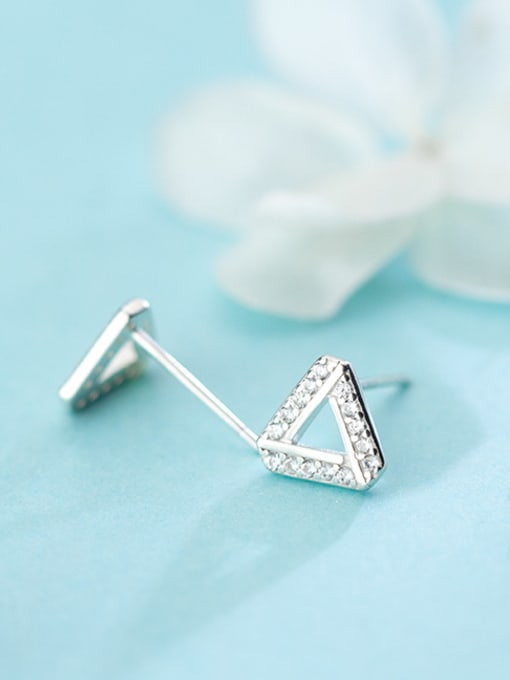 Rosh S925 Tremella nail female wind sweet, diamond triangle ear studs, art geometric shape female E9345 1