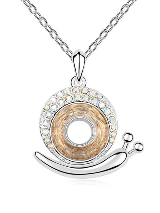 QIANZI Fashion austrian Crystals Little Snail Pendant Alloy Necklace 1