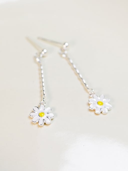 Peng Yuan Fashion Plumeria Flower Silver Earrings 0